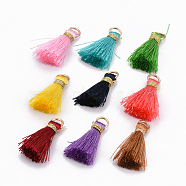 Nylon Thread Tassel Pendant Decorations, with Golden Iron Jump Rings and Metallic Cord, Mixed Color, 22~26x5~7mm, Hole: 4x2mm(X-FIND-S261-M)
