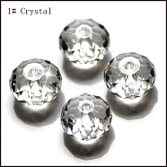 Imitation Austrian Crystal Beads, Grade AAA, Faceted, Rondelle, Clear, 6x4mm, Hole: 0.7~0.9mm(X-SWAR-F068-4x6mm-01)