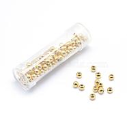 Brass Spacers Beads, Round, Lead Free & Cadmium Free & Nickel Free, Real 18K Gold Plated, 4mm, Hole: 1mm, 100pcs/box(KK-K185-27-4mm-NR)