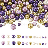 Cheriswelry 12 Strands 12 Styles Baking Painted Pearlized Glass Pearl Round Bead Strands, Mixed Color, 4~9mm, Hole: 1mm, about 105~210pcs/strand, 31.40''(79.75cm), 1 strand/style(HY-CW0001-03B)
