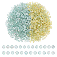 CHGCRAFT 2 Colors Plating Transparent Acrylic Beads, with Glitter Powder, Golden & Silver Metal Enlaced, Flat Round with Letter, Mixed Color, 7x4mm, Hole: 1.5mm, about 584pcs/color, about 1168pcs/box(TACR-CA0001-03)