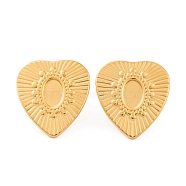 Ion Plating(IP) Heart 304 Stainless Steel Stud Earrings Findings, Golden, 17x16mm, Tray: 6x4mm(EJEW-L272-010G)