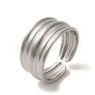 Non-Tarnish 304 Stainless Steel Open Cuff Ring, Stainless Steel Color, US Size 6 3/4(17.1mm)(RJEW-C068-03B-P)