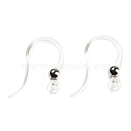 Resin Earring Hooks, Ear Wire, Flat French Hooks with Ball, Clear, 15x12mm, Pin: 0.8mm(FIND-H046-03)