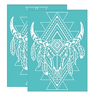 Self-Adhesive Silk Screen Printing Stencil, for Painting on Wood, DIY Decoration T-Shirt Fabric, Turquoise, Cattle Pattern, 195x140mm(DIY-WH0337-050)