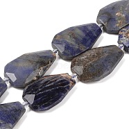 Natural Sodalite Beads Strands, Faceted Teardrop, 36~40x24~26x9.5~10.5mm, Hole: 2mm, about 9pcs/strand, 14.96''(38cm)(G-P548-B24-01)