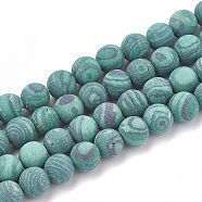Synthetic Malachite Beads Strands, Frosted, Round, 6mm, Hole: 1mm, about 63pcs/strand, 15.5 inch(X-G-T106-199)