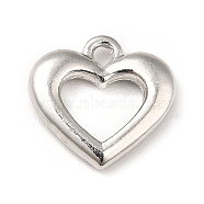 Rack Plating Alloy Charms, Cadmium Free & Lead Free, Heart Charms, Platinum, 11x11.5x2mm, Hole: 1.2mm(PALLOY-K256-14P)