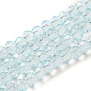 Transparent Baking Paint Glass Beads Strands, Faceted, Rondelle, Light Blue, 4~4.5x3.5mm, Hole: 1mm, about 125pcs/strand, 15.94''(40.5cm)(DGLA-A034-T4mm-D06)