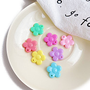 Opaqua Acrylic Pendants, Flower Charms, Mixed Color, 21.5x21.9x4.7mm, Hole: 2mm, 410pcs/500g(OACR-K008-20)