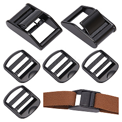 WADORN 2Pcs 304 Stainless Steel Buckle Clasps, with 4Pcs Zinc Alloy Ladder Lock Slider Buckle, Black, 38~50x31.3~33x5~17mm, 6pcs/box(STAS-WR0001-06EB)