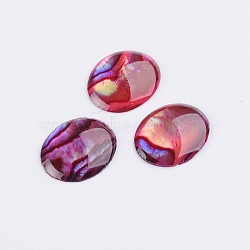 Dyed Oval Abalone Shell/Paua Shell Cabochons, Fuchsia, 10x8x1.5mm(X-SSHEL-K002-10x8mm-01)