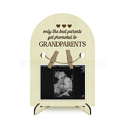 Arch Shape Wood Announcement Picture Frame Stand, for First Time Moms Baby Sonogram Frames, Heart, 180x125x4mm, Hole: 10mm(DJEW-WH0070-006)