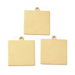 Ion Plating(IP) 304 Stainless Steel Pendants, Stamping Blank Tag, Square, Golden, 23x20x1.5mm, Hole: 2mm(STAS-P291-08G)