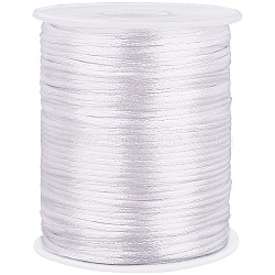 Polyester Rattail Satin Cord, Chinese Knot Cord, for Bracelet Making, White, 2mm, about 109.36 Yards(100m)/Roll(DIY-WH0569-34B)