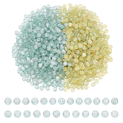 CHGCRAFT 2 Colors Plating Transparent Acrylic Beads, with Glitter Powder, Golden & Silver Metal Enlaced, Flat Round with Letter, Mixed Color, 7x4mm, Hole: 1.5mm, about 584pcs/color, about 1168pcs/box(TACR-CA0001-03)