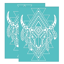 Self-Adhesive Silk Screen Printing Stencil, for Painting on Wood, DIY Decoration T-Shirt Fabric, Turquoise, Cattle Pattern, 195x140mm(DIY-WH0337-050)