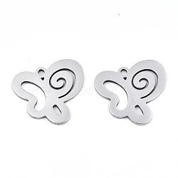 201 Stainless Steel Pendants, Laser Cut, Butterfly, Stainless Steel Color, 16.5x18x0.9mm, Hole: 1.5mm(STAS-S081-007)