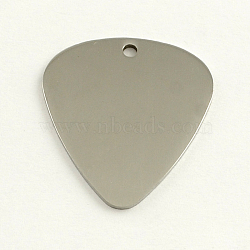 201 Stainless Steel Teardrop Stamping Blank Tag Pendants, One Side Polishing, Stainless Steel Color, 30x27x1mm, Hole: 2mm(STAS-R064-07)