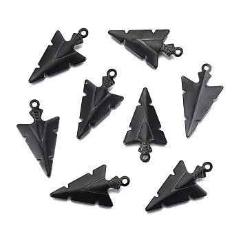 304 Stainless Steel Pointed Pendants, Arrow, Gunmetal, 28.5x15.5x2.5mm, Hole: 1.6mm