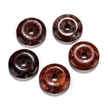 Natural Brecciated Jasper Pendants, Donut/Pi Disc, Donut Width: 11~12mm, 28~30x5~6mm, Hole: 6mm