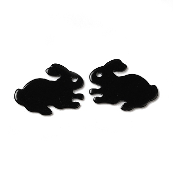 Spray Painted 201 Stainless Steel Charms, Rabbit Charm, Black, 11x16x0.5mm, Hole: 1mm