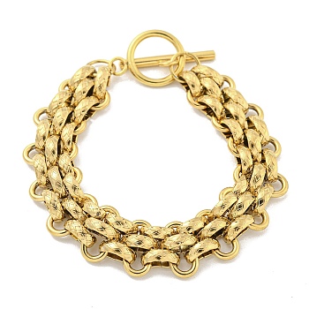 304 Stainless Steel Link Chain Bracelets, with Toggle Clasps, Golden, 8 inch(20.3cm)