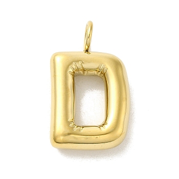 304 Stainless Steel Pendants, Real 14K Gold Plated, Letter Charm, Letter D, 24x14.5x5mm, Hole: 4mm