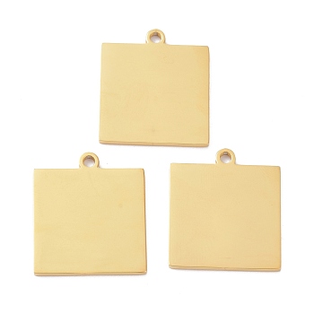 Ion Plating(IP) 304 Stainless Steel Pendants, Stamping Blank Tag, Square, Golden, 23x20x1.5mm, Hole: 2mm