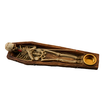 Resin Incense Burners, Skeleton Incense Holders, Home Office Teahouse Zen Buddhist Supplies, Saddle Brown, 73x270x40mm
