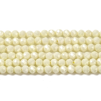 Cubic Zirconia Bead Strands, Faceted Round, Lemon Chiffon, 3mm, Hole: 0.6mm, about 120pcs/strand, 14.84''~14.96''(37.7~38cm)
