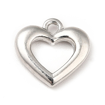 Rack Plating Alloy Charms, Cadmium Free & Lead Free, Heart Charms, Platinum, 11x11.5x2mm, Hole: 1.2mm