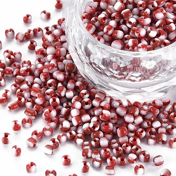 8/0 Glass Seed Beads, Opaque Colours Seep, Crimson, 3mm, hole:1mm
