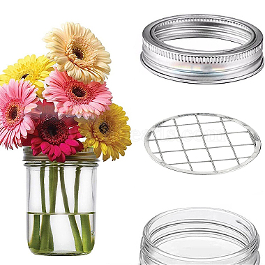 15Pcs Galvanized Iron Mason Jar Flower Frog Lid(AJEW-GF0007-42)-4