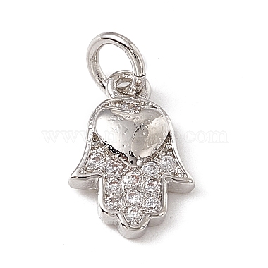 Platinum Clear Palm Brass+Cubic Zirconia Charms