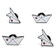 4 pièces 2 style origami avion et navire avec épingle en émail coeur(JEWB-LS0001-37)-3