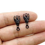 Alloy Connector Charms, Halloween Bat Links, Black, 21x9mm(PW-WG8B30A-02)