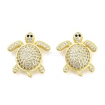Brass Micro Pave Cubic Zirconia Beads, Tortoise, Long-Lasting Plated, Rack Plating, Lead Free & Cadmium Free, Ion Plating(IP), Real 18K Gold Plated, 20.5x18x5.5mm, Hole: 1mm(KK-H527-39G)
