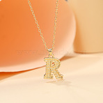 Alloy Textured Initial Pendant Necklaces, Golden, Letter R, 18.31 inch(46.5cm)(FS-WG9837C-18)