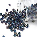 6/0 Glass Seed Beads, Iris Round, Colorful, about 4mm in diameter, hole: 1mm, about 4500pcs/pound(SDB4mm604)