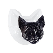 Halloween Devil Cat Head DIY Candlestick Silicone Molds, Resin Casting Molds, For UV Resin, Epoxy Resin Craft Making, White, 81x77x28mm, Inner Diameter: 49x64mm(SIMO-B002-13)
