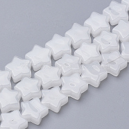 Natural White Jade Beads Strands, Star, 12x12.5x4~5mm, Hole: 1mm, about 20pcs/strand, 8.66 inch(G-Q974-08)