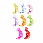 Transparent Acrylic Pendants, Moon, Mixed Color, 22x12x5mm, Hole: 2.5mm, about 1100pcs/500g(MACR-N013-032-A01)