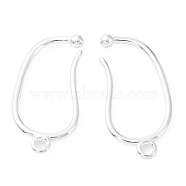 Brass Earring Hooks, Ear Wire with Loops, Cadmium Free & Lead Free, 925 Sterling Silver Plated, 25x12x2mm, Hole: 1.6mm, 18 Gauge, Pin: 1mm(KK-R149-23S)
