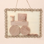 DIY Tractor Painting Handmade Materials Package for Parent-Child, including Unfished Wood Cabochons, Picture Frame, Rope and Cotton Ribbon, BurlyWood, 12x15x0.25cm, Hole: 3mm(DIY-P036-07)
