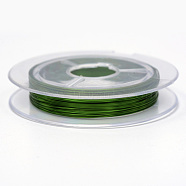 Round Copper Jewelry Wire, Green, 0.3mm, about 32.8 Feet(10m)/roll, 10 rolls/group(CWIR-R005-0.3mm-10)