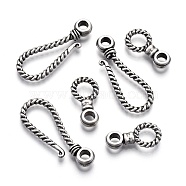 Tibetan Style Alloy Hook and Eye Clasps, Cadmium Free & Lead Free, Antique Silver, Hook: 39x15x4mm, hole: 4mm, Eye Clasps: 23x12x4mm, hole: 4mm, about 210set/1000g(PALLOY-R134-05-RS)