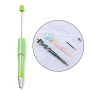 UV Plated Plastic Ball-Point Pen, Beadable Pen, for DIY Personalized Pen with Jewelry Beads, Lime Green, 150x12mm(AJEW-C038-03C)