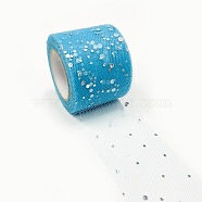 Glitter Sequin Deco Mesh Ribbons, Tulle Fabric, Tulle Roll Spool Fabric For Skirt Making, Sky Blue, 2 inch(5cm), about 25yards/roll(22.86m/roll)(OCOR-P010-A-C22)