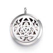 316 Surgical Stainless Steel Diffuser Locket Pendants, Spiritual Charms, with Perfume Pad and Magnetic Clasps, Flat Round with Flower of Life/Sacred Geometry, Stainless Steel Color, 36.5~37x30x6~6.5mm, Hole: 5mm, inner diameter: 23mm, 12Color/Set(STAS-H342-99P)